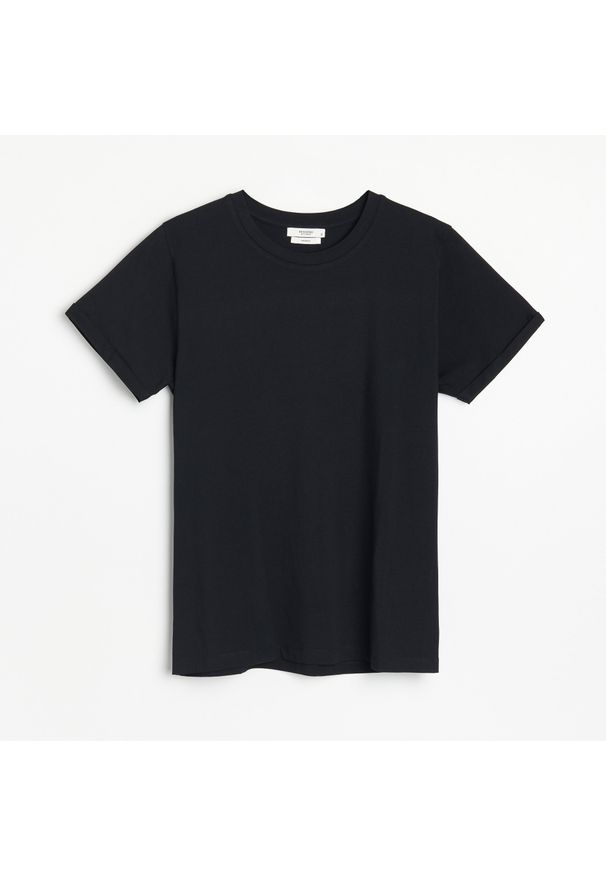 Reserved - T-shirt z bawełny organicznej - Czarny. Kolor: czarny. Materiał: bawełna