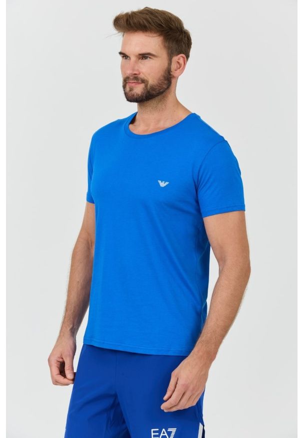 Emporio Armani - EMPORIO ARMANI Niebieski t-shirt basique. Kolor: niebieski