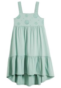 bonprix - Sukienka dziewczęca z dżerseju z bawełny organicznej. Kolor: zielony. Materiał: bawełna, jersey. Sezon: lato