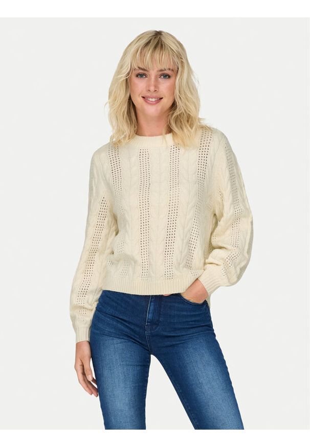 only - ONLY Sweter Rubina 15317515 Beżowy Regular Fit. Kolor: beżowy. Materiał: syntetyk