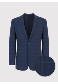 Pako Lorente - PAKO LORENTE – Granatowa marynarka garniturowa w niebieską kratkę. Okazja: na wesele, na ślub cywilny, na komunię. Kolor: niebieski. Materiał: poliester, wełna, lycra. Wzór: kratka #3