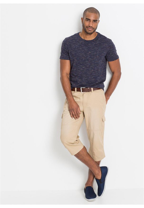 bonprix - T-shirt melanżowy. Kolor: niebieski. Wzór: melanż