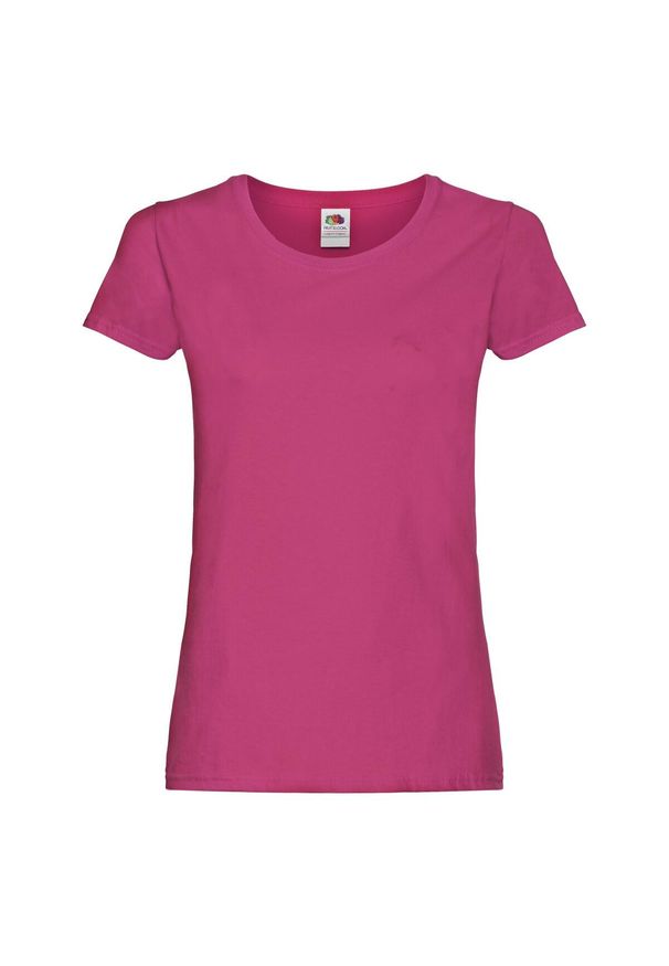 FRUIT OF THE LOOM - Oryginalna Bawełniana Koszulka Dla Kobiet. Kolor: różowy. Materiał: bawełna. Sport: turystyka piesza