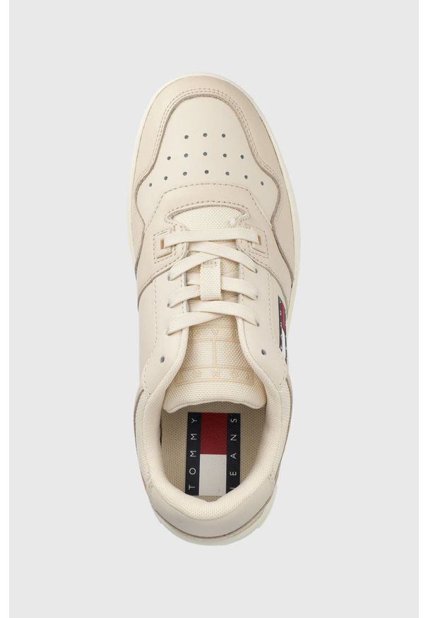Tommy Jeans sneakersy kolor beżowy. Nosek buta: okrągły. Kolor: beżowy. Materiał: poliester, guma. Obcas: na obcasie. Wysokość obcasa: niski