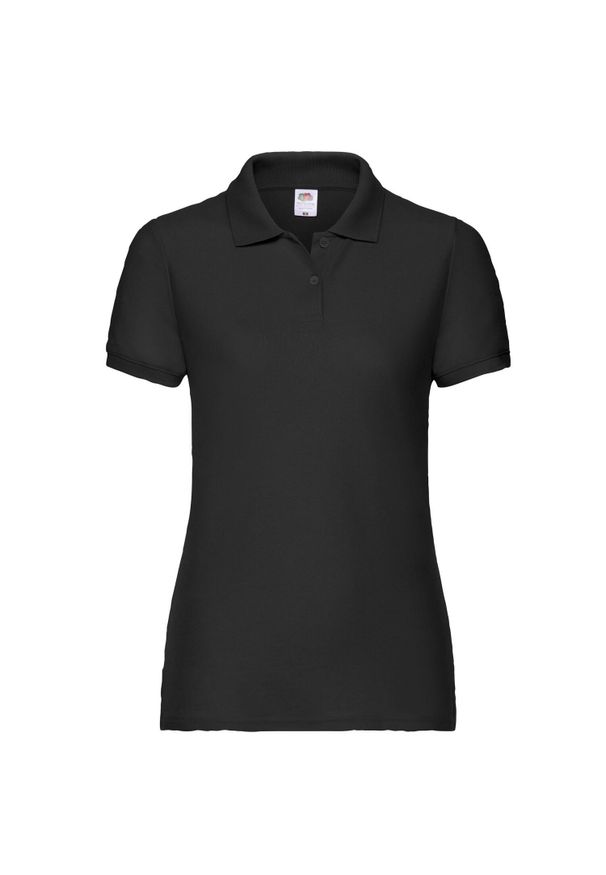 FRUIT OF THE LOOM - Koszulka Polo Damska. Typ kołnierza: polo. Kolor: czarny