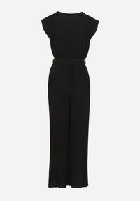 Born2be - Czarny Kombinezon o Kopertowym Kroju z Plisami i Paskiem w Talii Salivania. Okazja: na co dzień. Kolor: czarny. Styl: elegancki, casual #6