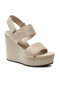 Calvin Klein Jeans Sandały Wedge Sandal Webbing In Mr YW0YW01360 Beżowy. Kolor: beżowy