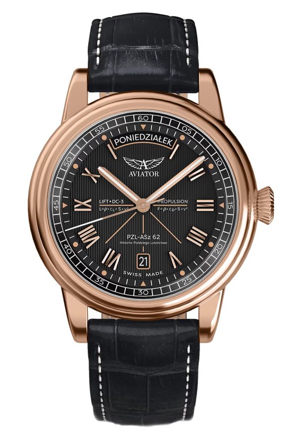 Zegarek Męski AVIATOR Aviator Douglas Day Date 41 V.3.35.2.282.4 PL