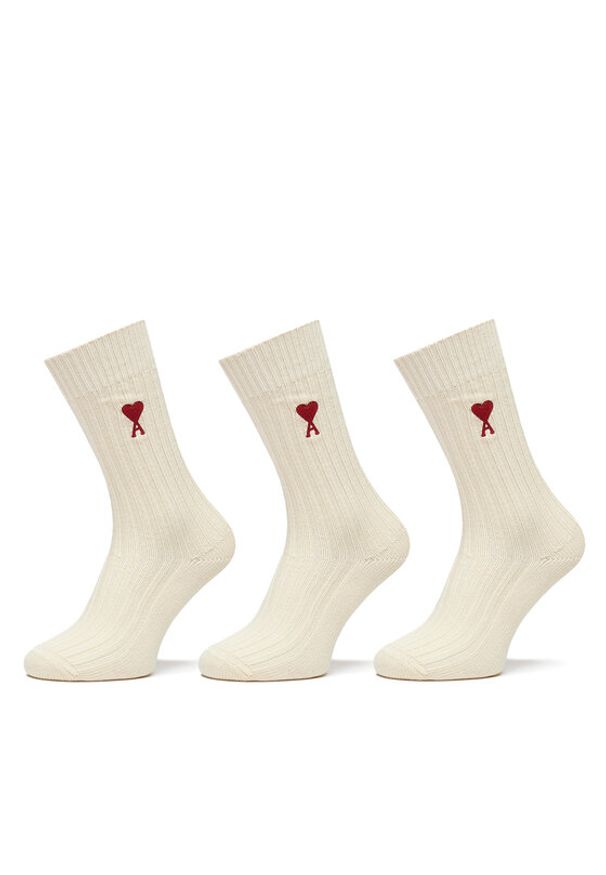 AMI PARIS Skarpety wysokie unisex USC003.379 Écru. Materiał: bawełna, materiał