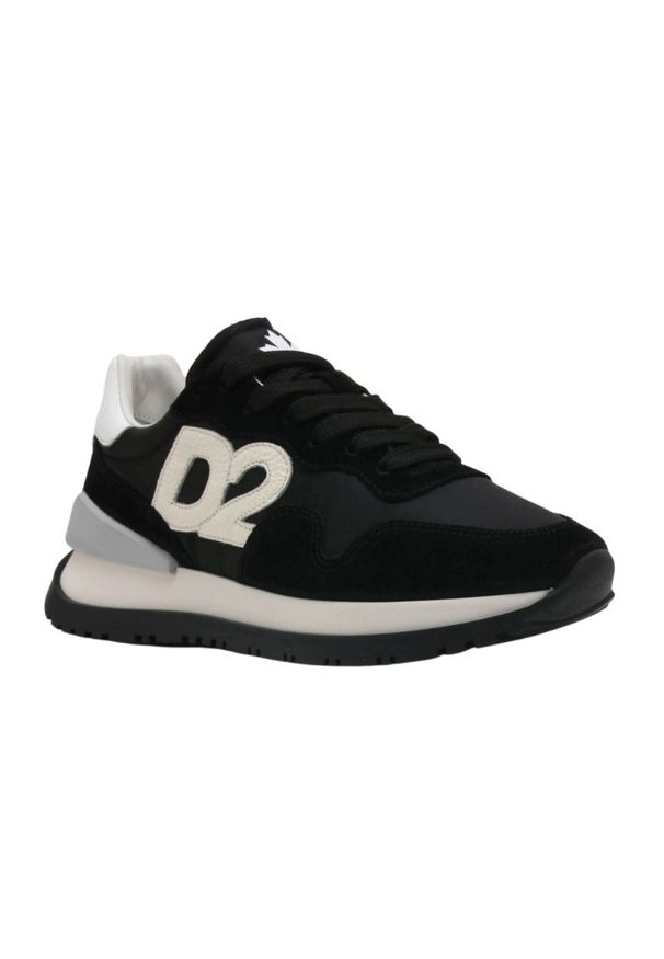 DSQUARED2 Czarne sneakersy Running Low Top, Rozmiar 36. Kolor: czarny. Materiał: skóra. Sport: bieganie