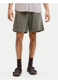 Jack & Jones Szorty materiałowe Lawrence 12253134 Zielony ciemny Wide Leg. Kolor: zielony. Materiał: len #1