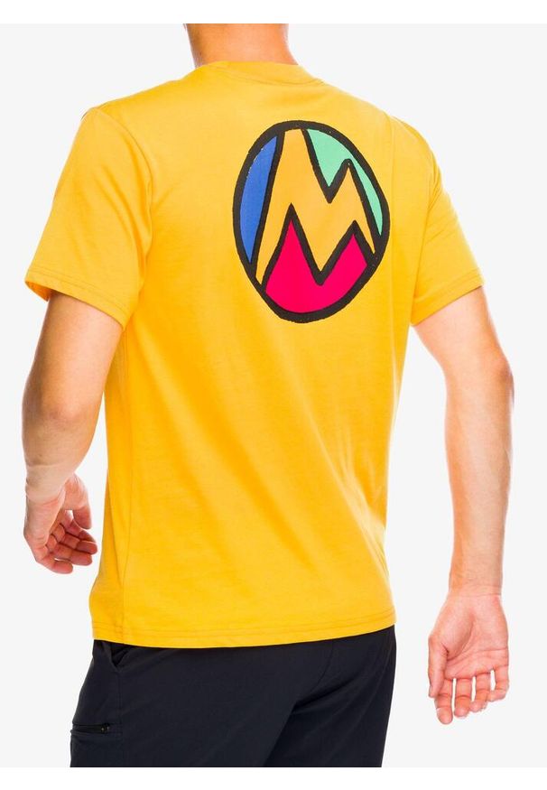 Koszulka bawełniana męska Marmot Crayon M Dot Tee. Kolor: żółty. Materiał: bawełna