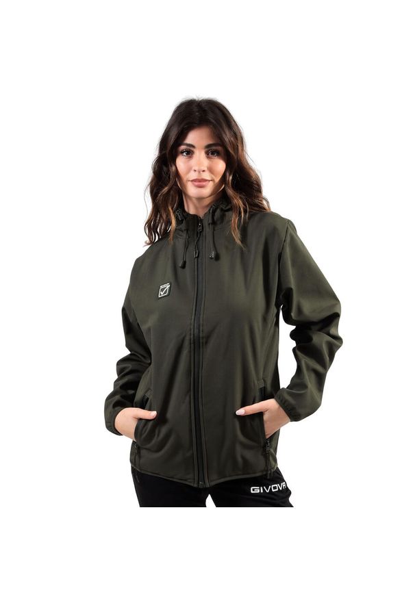 Unisex Softshell Kurtka Givova Armii Zielona XL - Wiatroodporna i Ciepła. Kolor: brązowy, zielony, wielokolorowy. Materiał: softshell. Sport: turystyka piesza