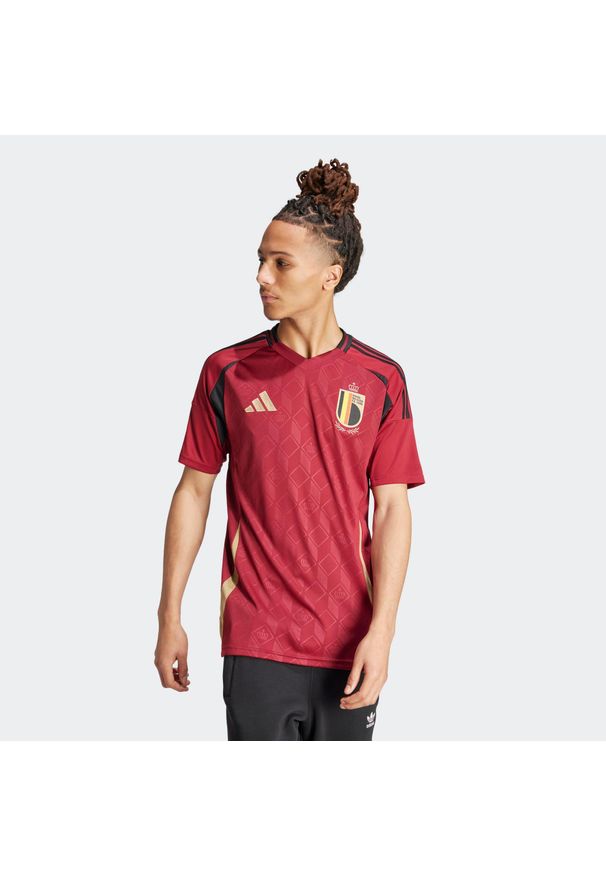 Adidas - Koszulka piłkarska ADIDAS Belgia EURO 2024 domowa. Kolor: czerwony. Wzór: geometria. Sport: piłka nożna