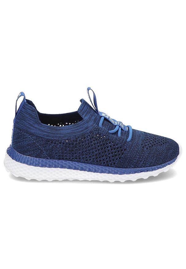 Big-Star - Niebieskie Sneakersy Big Star Wygodne Buty Dziecięce. Okazja: na co dzień. Zapięcie: bez zapięcia. Kolor: niebieski. Materiał: materiał, dzianina. Szerokość cholewki: normalna. Wzór: aplikacja