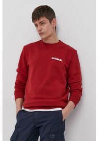 Napapijri - Bluza bawełniana. Okazja: na co dzień. Kolor: czerwony. Materiał: bawełna. Styl: casual #1