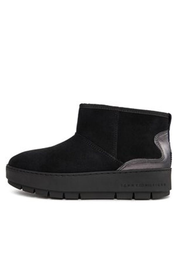 TOMMY HILFIGER - Tommy Hilfiger Śniegowce Metallic Suede Snowboot FW0FW07850 Czarny. Kolor: czarny. Materiał: zamsz, skóra