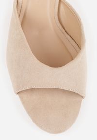 Born2be - Beżowe Minimalistyczne Klapki z Imitacji Zamszu na Kaczuszce Zellenis. Okazja: na co dzień, na wesele, na ślub cywilny. Kolor: beżowy. Materiał: zamsz. Sezon: lato. Obcas: na szpilce. Styl: elegancki, casual. Wysokość obcasa: niski #9