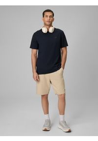 4f - 4F T-shirt regular gładki męski - granatowy XL. Okazja: na co dzień. Kolor: niebieski. Materiał: dzianina, bawełna, dresówka, jeans. Wzór: gładki. Styl: casual, klasyczny #2