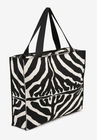 Renee - Czarno-Biała Torebka Typu Shopper w Zebrę o Prostokątnym Kształcie Salisenna. Kolor: czarny. Wzór: motyw zwierzęcy. Styl: klasyczny, elegancki, casual #3