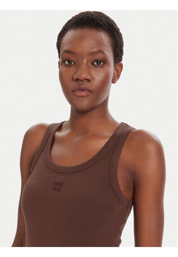 Hugo - HUGO Top Datamia 50514489 Brązowy Slim Fit. Kolor: brązowy. Materiał: bawełna