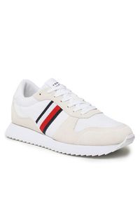 TOMMY HILFIGER - Tommy Hilfiger Sneakersy Runner Evo Mix FM0FM04699 Beżowy. Kolor: beżowy. Materiał: materiał #5