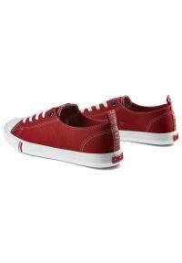 Big-Star - Trampki damskie Big Star, materiałowa sznurowana cholewka na klasycznym płaskim gumowym spodzie, czerwone, FF274089. Okazja: na spacer, na co dzień. Zapięcie: sznurówki. Kolor: czerwony. Materiał: guma, materiał. Szerokość cholewki: normalna. Sezon: wiosna. Styl: klasyczny #5