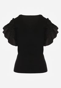 Renee - Czarna Bluzka Dislie. Kolor: czarny. Materiał: bawełna, jeans, dzianina. Wzór: kwiaty, gładki. Sezon: lato. Styl: elegancki #3