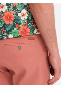 Ombre Clothing - Męskie jeansowe klasyczne szorty z podwiniętą nogawką – koralowe V6 - Rozmiar: L. Kolor: pomarańczowy. Materiał: jeans. Sezon: lato. Styl: klasyczny #8