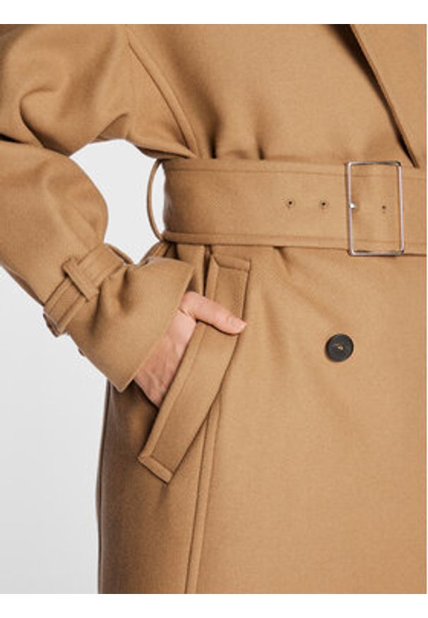 IRO Płaszcz wełniany Kealia AR037 Brązowy Regular Fit. Kolor: brązowy. Materiał: wełna