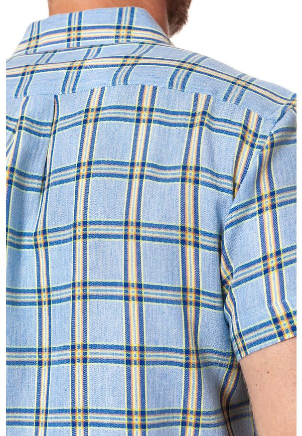 Wrangler - KOSZULA MĘSKA KRÓTKI RĘKAW WRANGLER SS 1PKT SHIRT CERUL W58606EVT 112129493. Długość rękawa: krótki rękaw. Długość: krótkie. Wzór: kratka