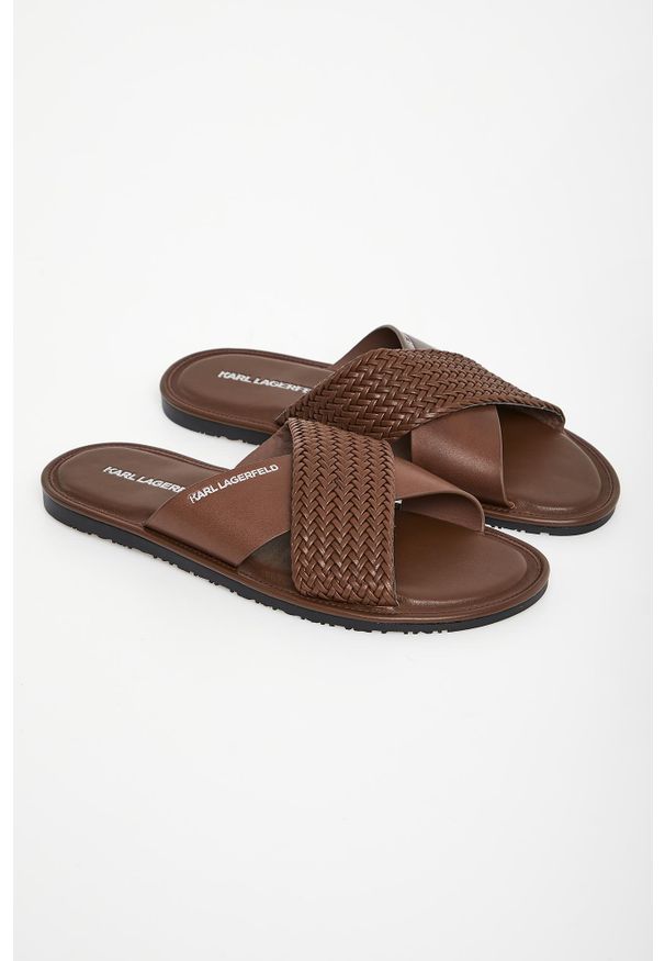 Karl Lagerfeld - Klapki męskie skórzane KARL LAGERFELD. Materiał: skóra