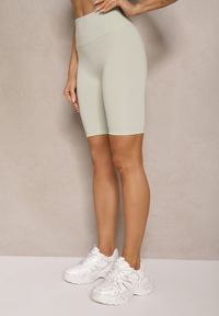 Renee - Jasnozielone Szorty Kolarki High Waist Ellisovia. Okazja: na co dzień. Stan: podwyższony. Kolor: zielony. Styl: casual, elegancki