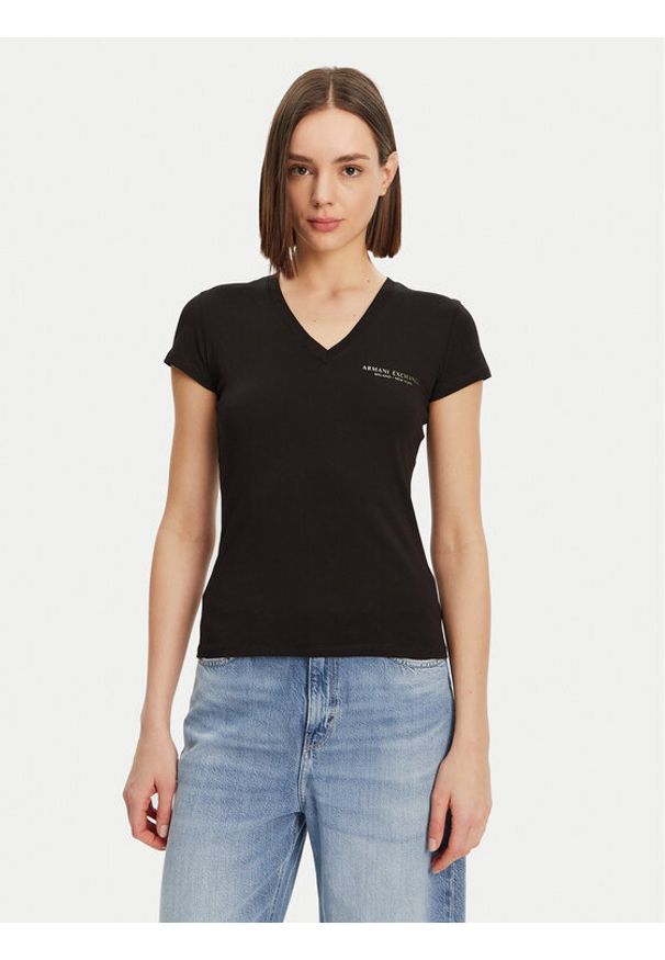 Armani Exchange T-Shirt 8NYT81 YJG3Z 52AK Czarny Regular Fit. Kolor: czarny. Materiał: bawełna