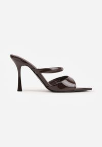 Renee - Brązowe Eleganckie Klapki na Szpilce z Noskiem w Szpic i Dwoma Paseczkami Sarrelle. Kolor: brązowy. Obcas: na szpilce. Styl: elegancki. Wysokość obcasa: średni #8