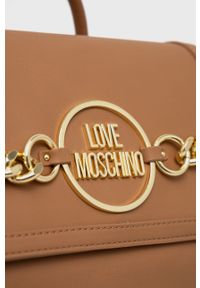 Love Moschino Plecak damski kolor brązowy duży gładki. Kolor: brązowy. Wzór: gładki #4