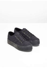 Sneakersy na podeszwie platformie bonprix czarny. Kolor: czarny. Obcas: na platformie #6