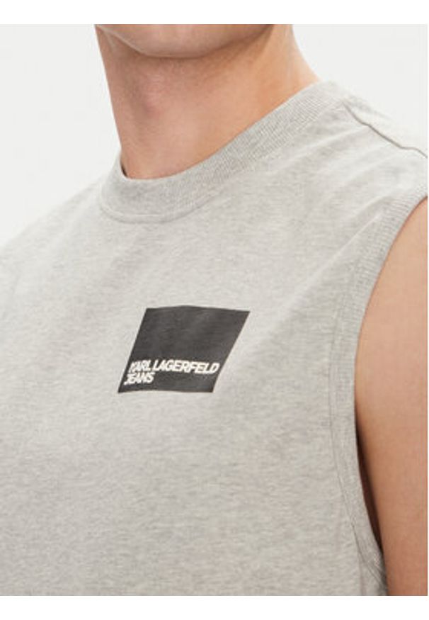 Karl Lagerfeld - KARL LAGERFELD Tank top A2M17053 Szary Relaxed Fit. Typ kołnierza: dekolt w karo. Kolor: szary. Materiał: bawełna