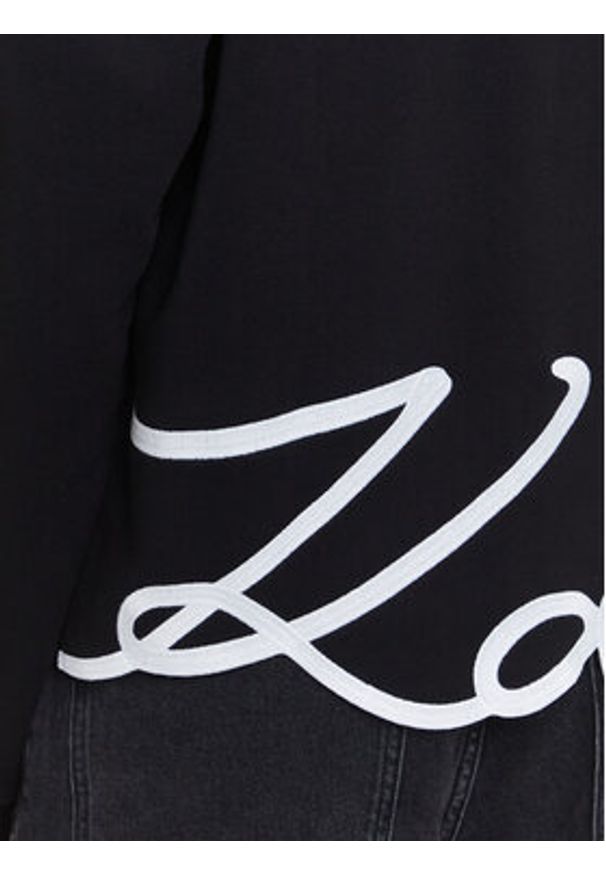 Karl Lagerfeld - KARL LAGERFELD Bluza A3W20067 Czarny Regular Fit. Typ kołnierza: dekolt w karo. Kolor: czarny. Materiał: bawełna