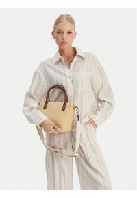 TOMMY HILFIGER - Tommy Hilfiger Torebka Popette Mini Tote Raffia AW0AW18523 Beżowy. Kolor: beżowy #1