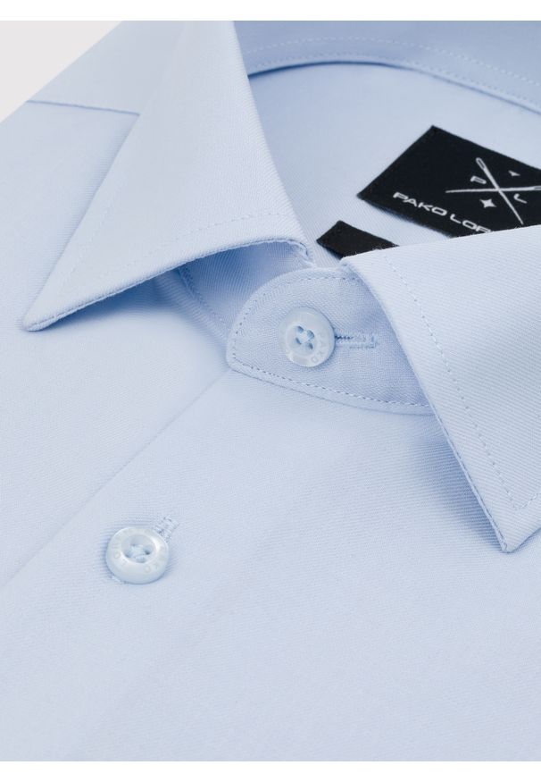 Pako Lorente - PAKO LORENTE - Niebieska bawełniana koszula męska z krótkim rękawem. Kolor: biały, niebieski. Materiał: bawełna. Długość rękawa: krótki rękaw. Długość: krótkie. Sezon: wiosna