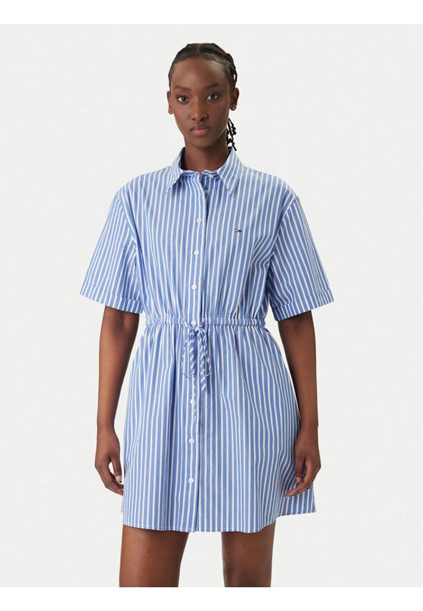 Tommy Jeans Sukienka koszulowa DW0DW20617 Niebieski Regular Fit. Kolor: niebieski. Materiał: bawełna. Typ sukienki: koszulowe
