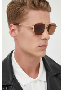 Bottega Veneta okulary przeciwsłoneczne męskie kolor złoty. Kolor: złoty #1