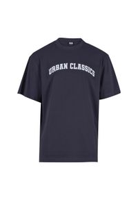 Urban Classics - Męska Koszulka Z Logo Uczelni. Kolor: niebieski. Sport: turystyka piesza #1