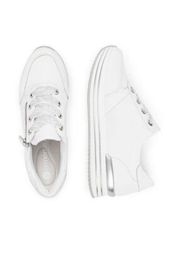 Remonte Sneakersy D1302-82 Biały. Kolor: biały. Materiał: skóra