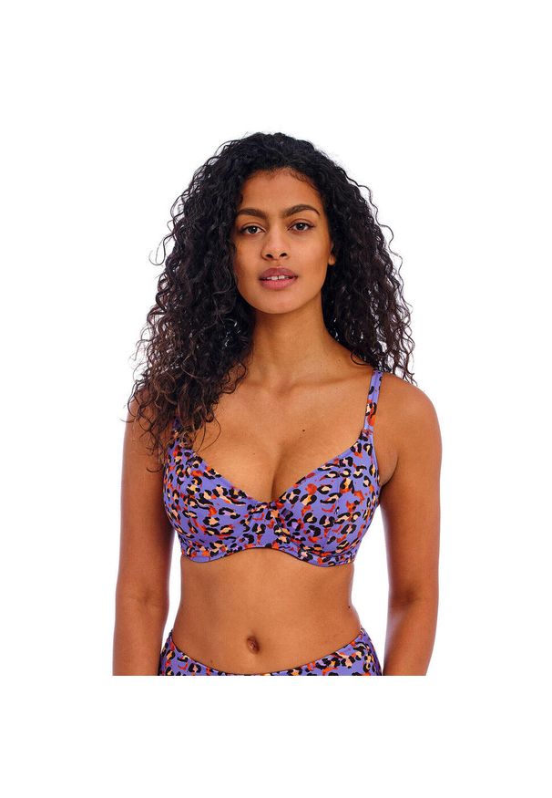 FREYA ACTIVE - Damski top do kostiumu kąpielowego Freya Santiago nights. Kolor: fioletowy. Wzór: nadruk