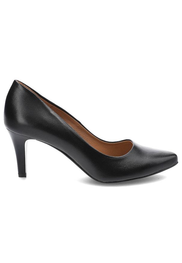 Czarne Czółenka Clasicco Damskie Eleganckie Buty. Kolor: czarny. Materiał: skóra. Obcas: na obcasie. Styl: elegancki. Wysokość obcasa: niski