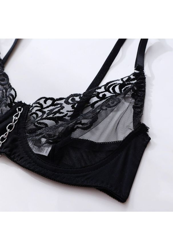 Intica - Koronkowy zestaw bielizny z finezyjnymi detalami Borjanka. Kolor: brązowy. Materiał: koronka. Wzór: aplikacja