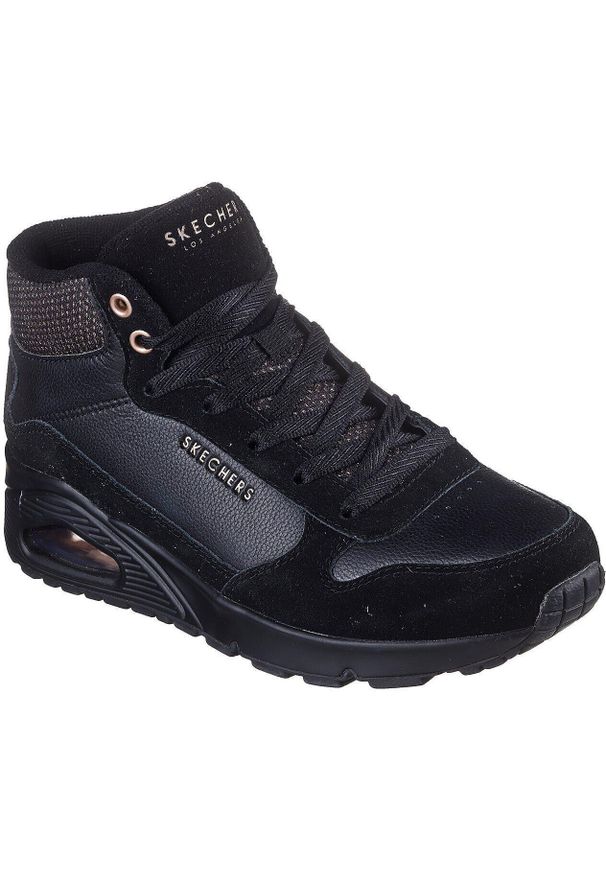 skechers - Buty Skechers Uno Stacre Shine. Kolor: czarny. Materiał: skóra ekologiczna, materiał