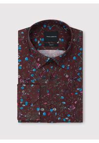 Pako Lorente - PAKO LORENTE – Bordowa koszula w kwiaty. Kolor: czerwony. Materiał: bawełna, elastan. Długość rękawa: długi rękaw. Długość: długie. Wzór: kwiaty #9
